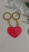 Koppel sleutelhanger hart LOVE split, romantische sleutelhanger, uniek cadeau voor koppels, sleutelhangers met stalen ring, cadeau voor vriend en vriendin